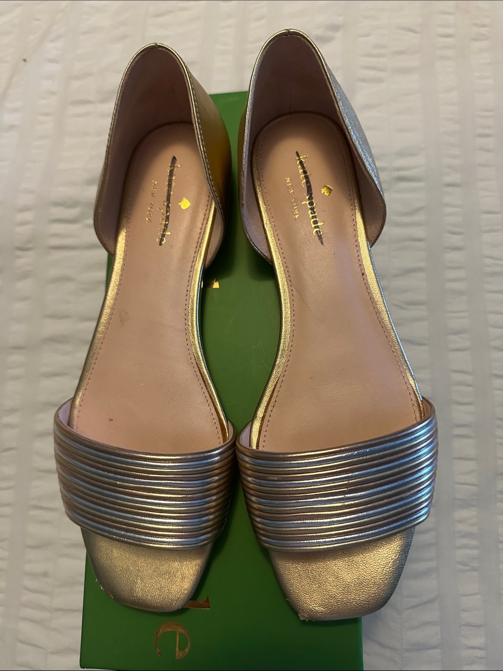 kate spade Metallic Rose Gold Open-Back Flat Mules